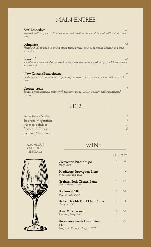 Seafood Fine Dining Menu page 2 preview