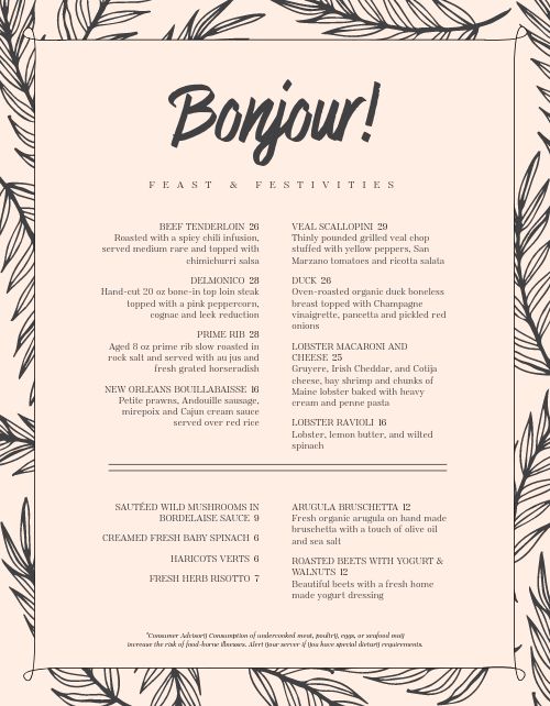 French Country Menu