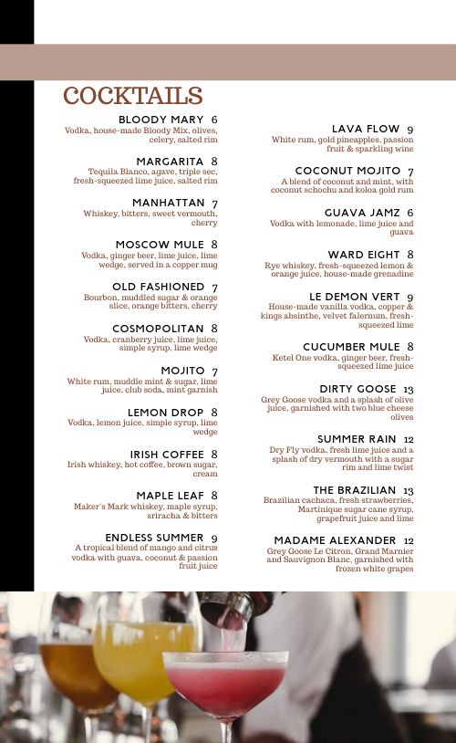 Sample Cocktail Menu page 2 preview