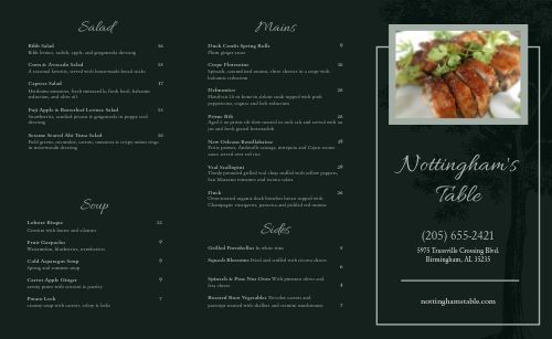Classic Black Fine Dining Takeout Menu page 1 preview