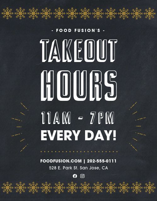 Winter Takeout Hours Sign