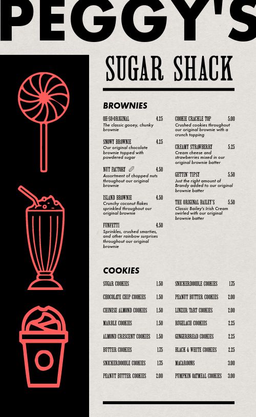 Sweet Shop Menu