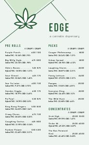 Simple Green Dispensary Menu Design Template By MustHaveMenus