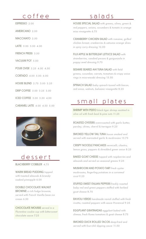 Simple Cafe Tea Menu page 2 preview