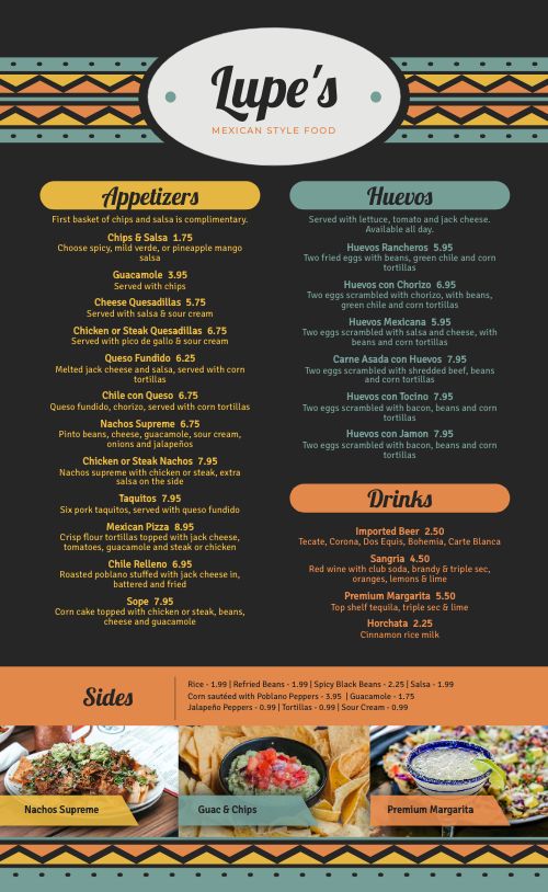 Country Mexican Menu