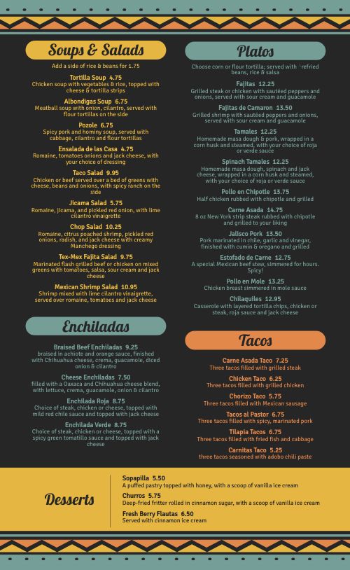 Country Mexican Menu