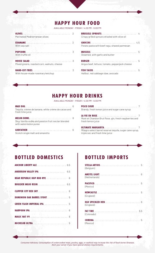 Textured Bar Menu page 2 preview