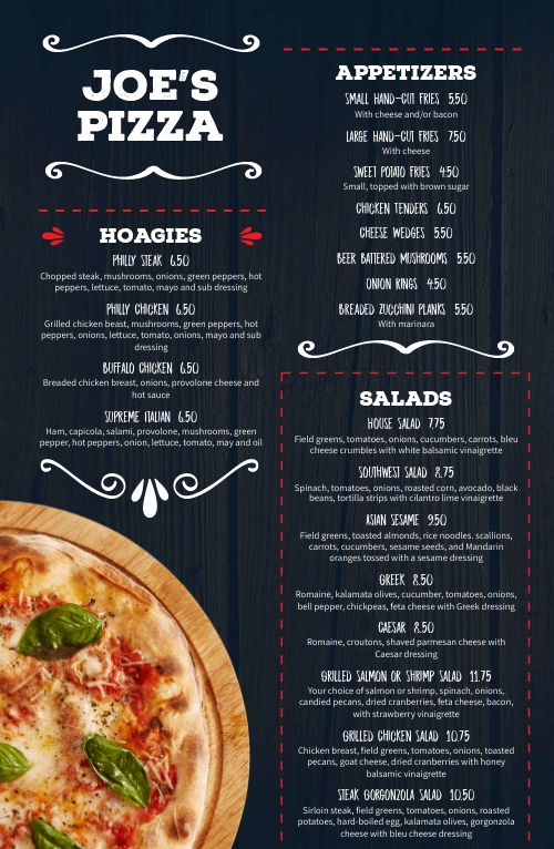 Rustic Pizza Tabloid Menu Design Template by MustHaveMenus