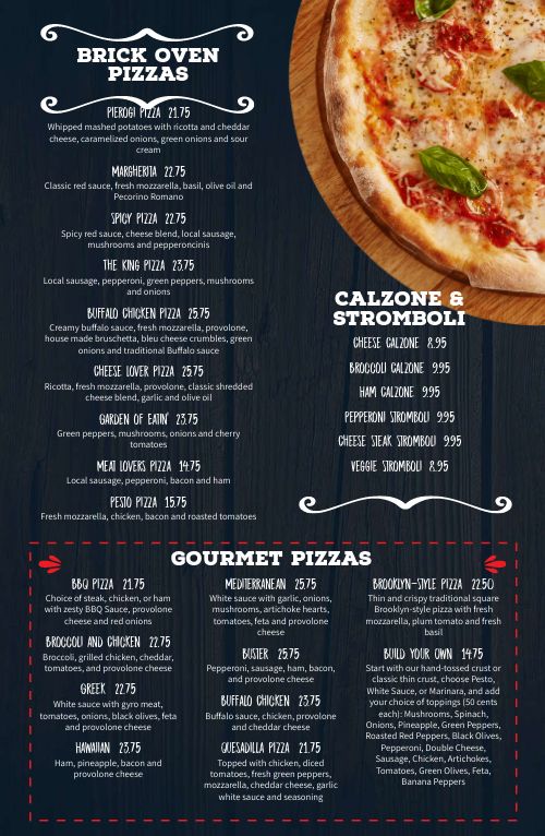 Rustic Pizza Tabloid Menu page 2 preview