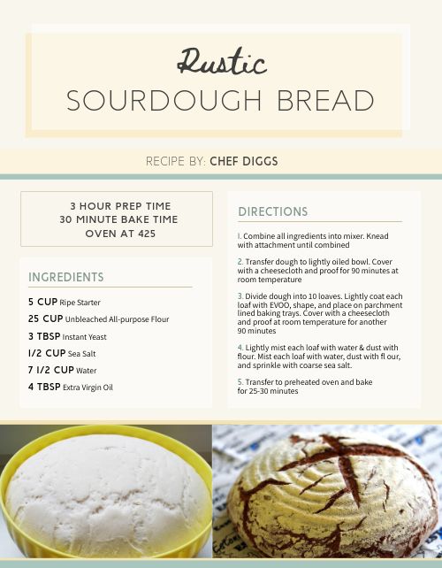 Rustic Bread Recipe Card Design Template by MustHaveMenus