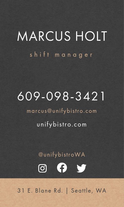 Bold Fine Dining Business Card