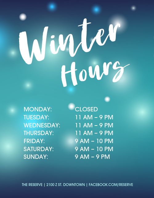 Winter Open Hours Flyer