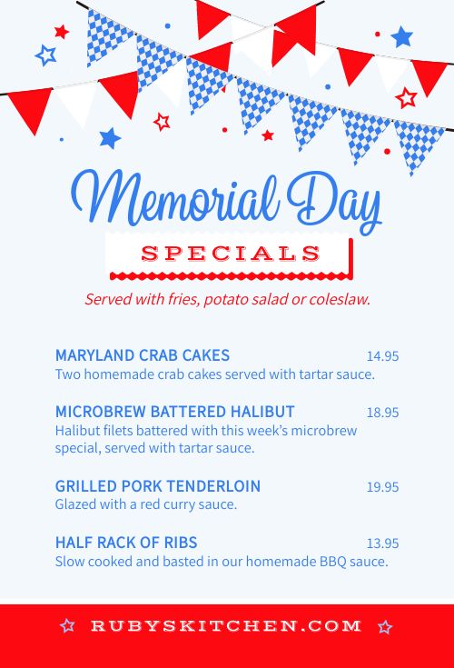 Memorial Day Table Card