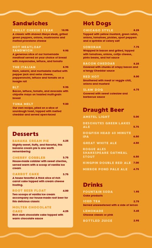 Squiggly Burger Menu page 2 preview