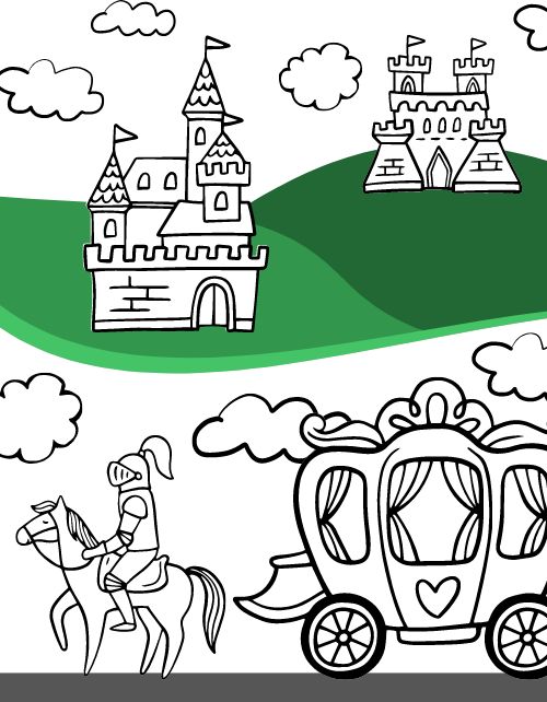 Fairy Tale Castle Kids Coloring Menu page 2 preview