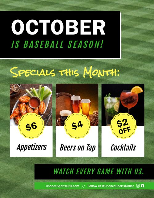 Baseball Restaurant Flyer