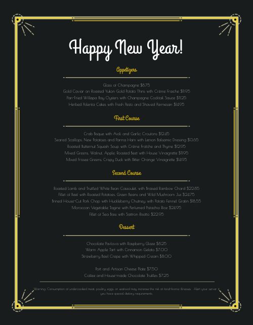 Happy New Year Menu Design Template by MustHaveMenus