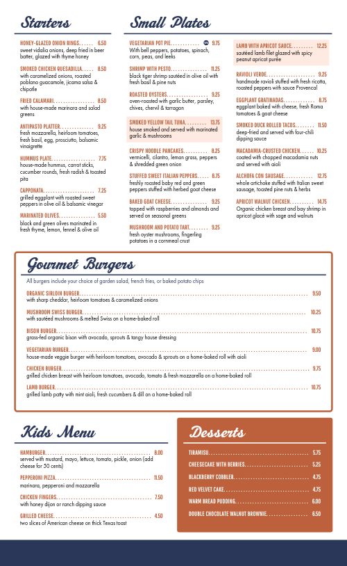 Charming Americana Cafe Menu page 2 preview