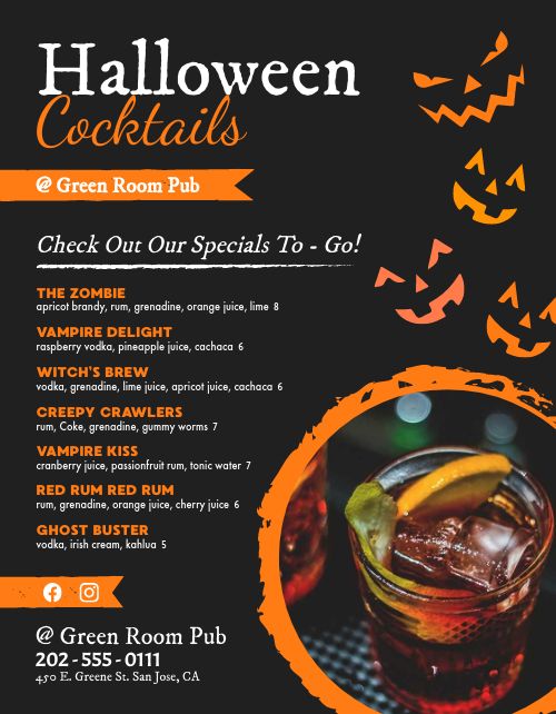 Halloween Cocktails Flyer page 1 preview