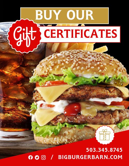 Burger Gift Certificate Flyer page 1 preview