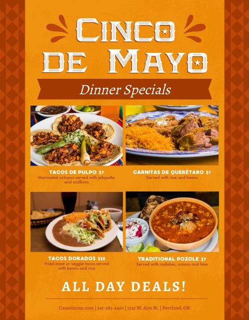 Cinco De Mayo Dinner Flyer page 1 preview