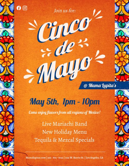 Orange Cinco de Mayo Flyer Template by MustHaveMenus