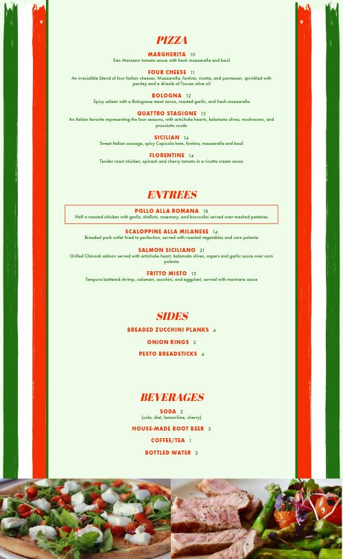 Italian Lunch Menu page 2 preview