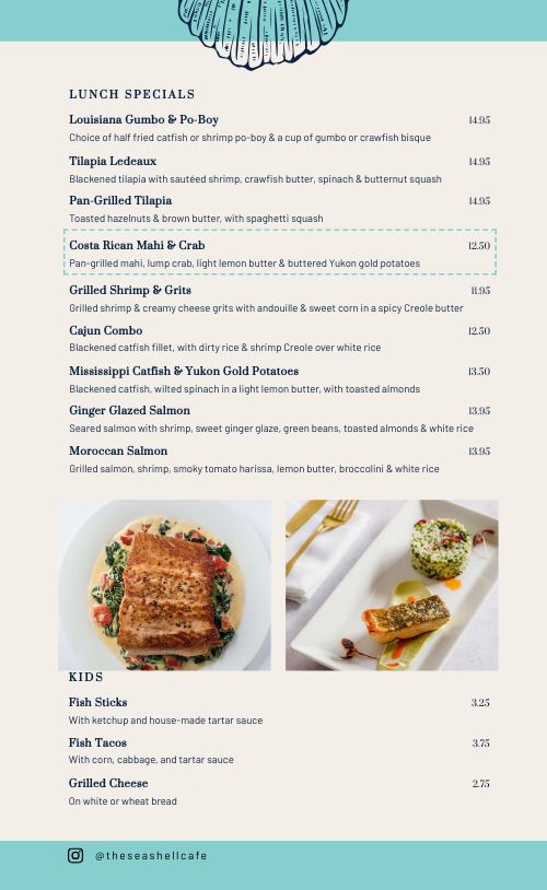 Cafe Seafood Menu page 2 preview