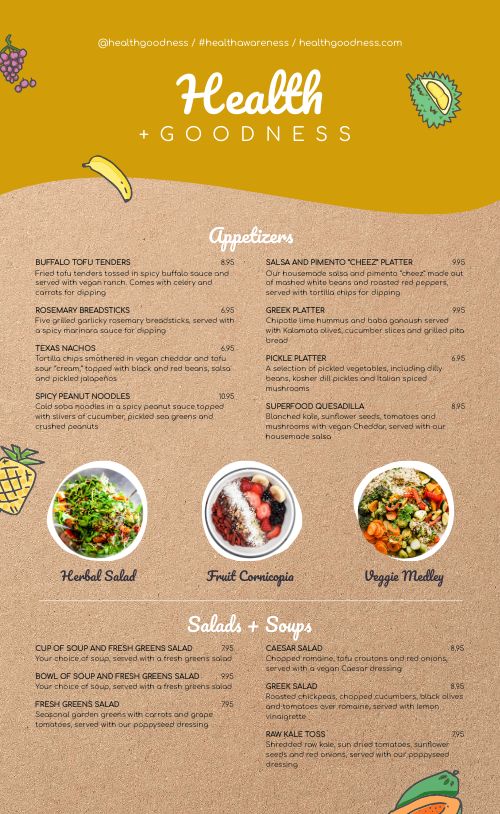 Vegan restaurant online menu