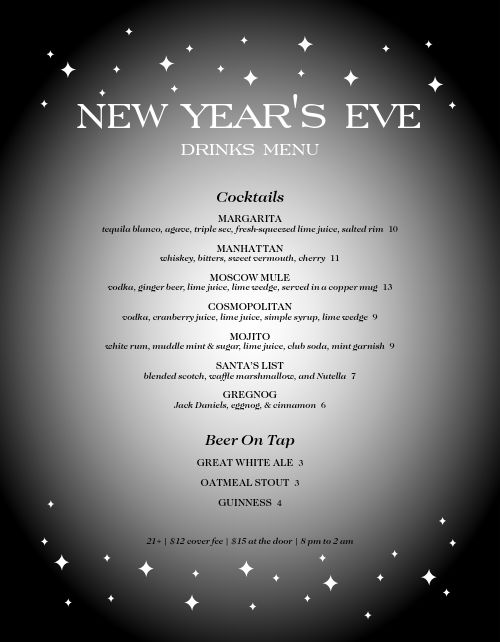 new year's eve party menu at home