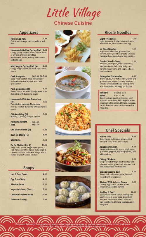 Simple Photos Chinese Menu Design Template by MustHaveMenus