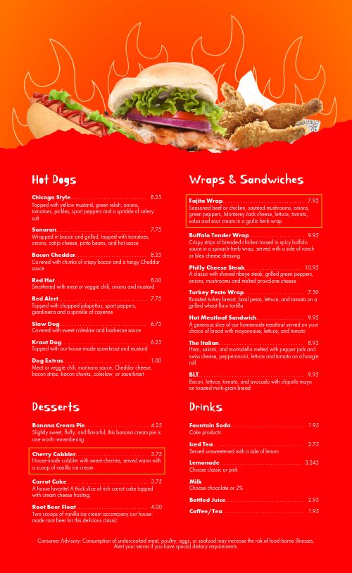 Vibrant Torn Burger Menu page 2 preview
