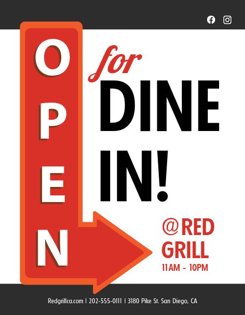 Open Dine In Sign