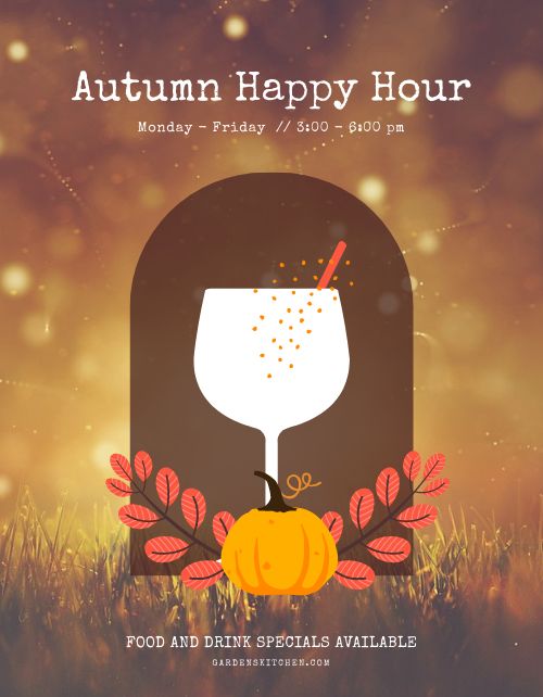 Golden Autumn Happy Hour Flyer page 1 preview