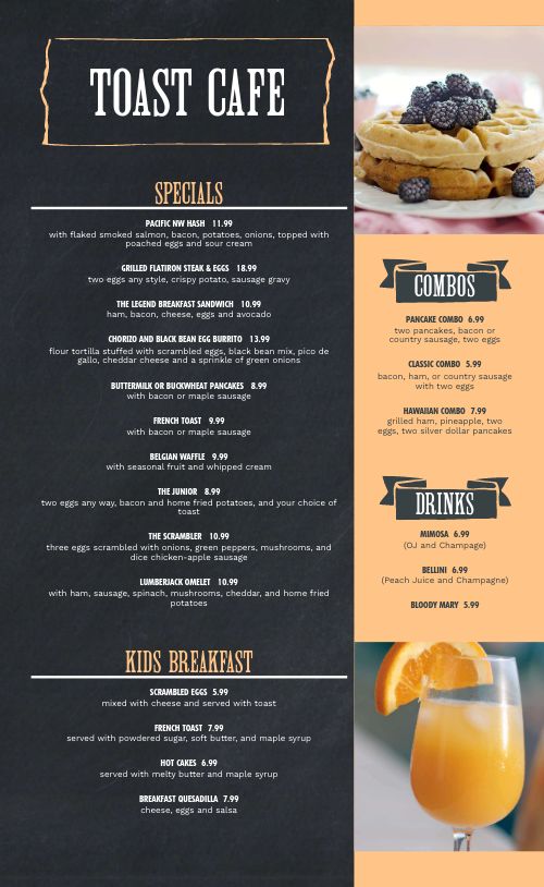 Toast Breakfast Menu page 1 preview