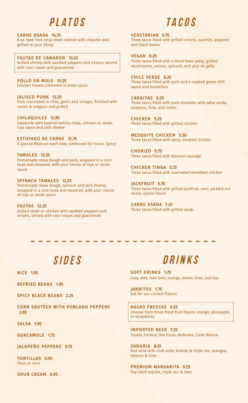 Authentic Mexican Menu page 2 preview