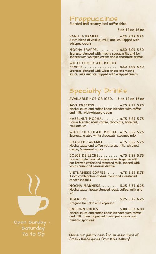 Classic Worn Coffee Menu page 2 preview