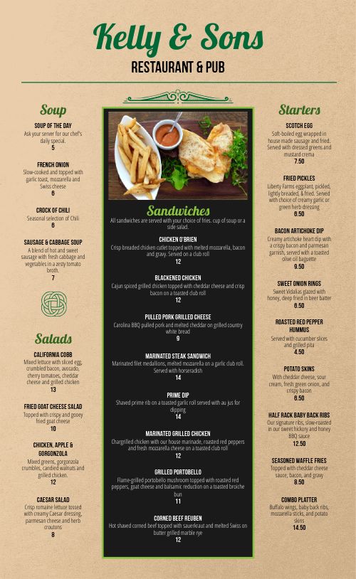 Modern Irish Menu Design Template by MustHaveMenus