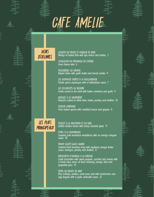 French Forest Menu