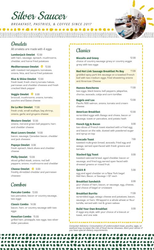 Patterned Breakfast Menu page 1 preview