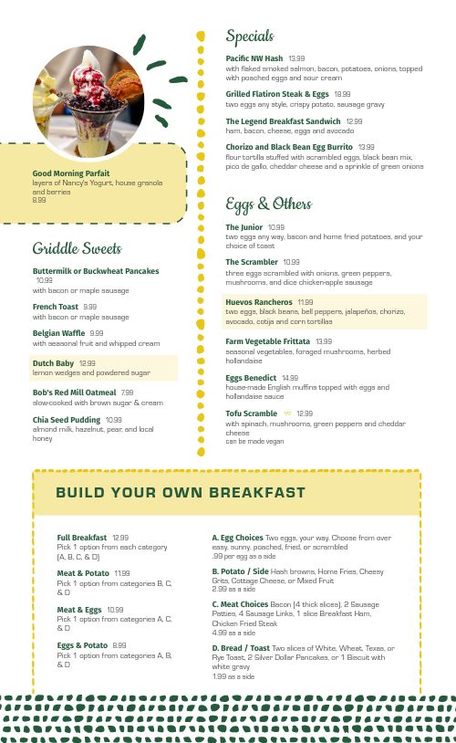 Patterned Breakfast Menu page 2 preview