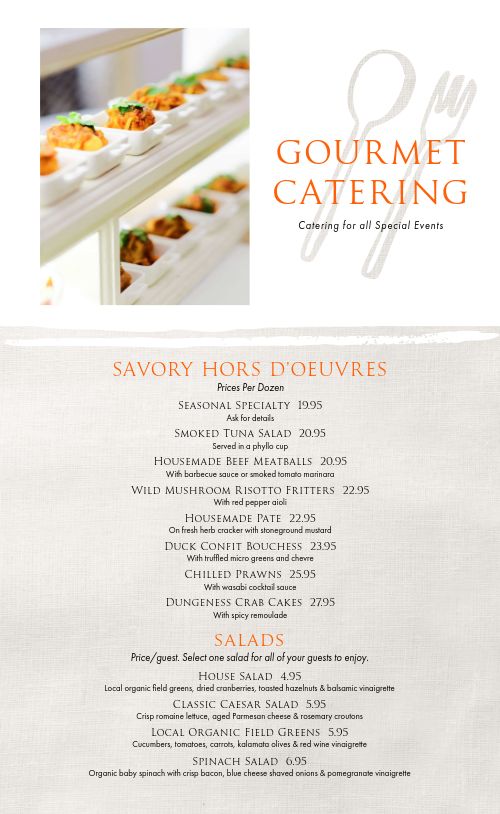 Classic Gourmet Catering Menu Design Template by MustHaveMenus