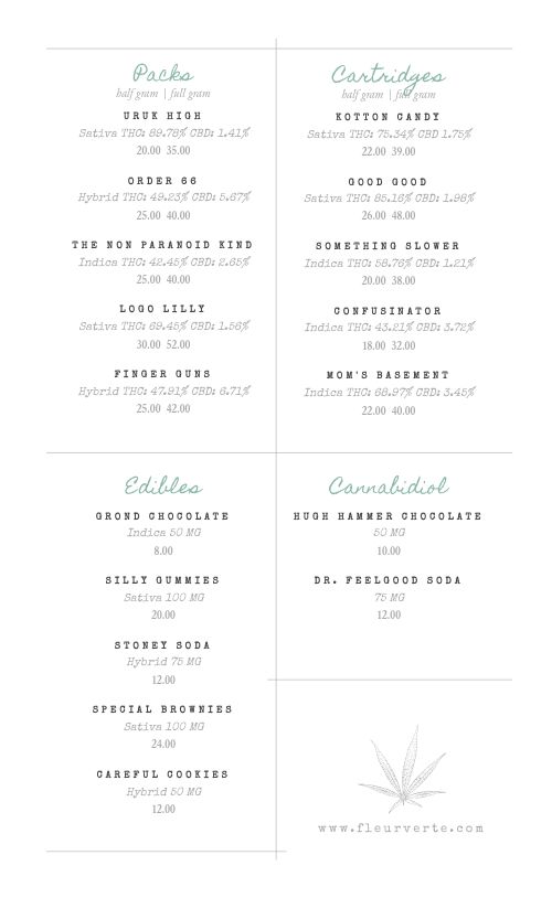 Printable Dispensary Menu Design Template by MustHaveMenus