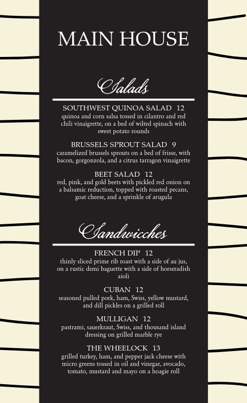 Main Country Club Menu page 1 preview