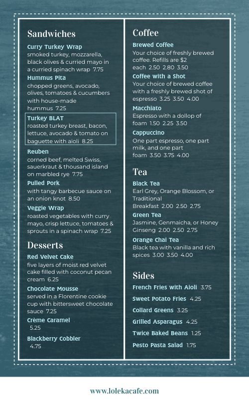 Blue Cafe Menu Design Template by MustHaveMenus