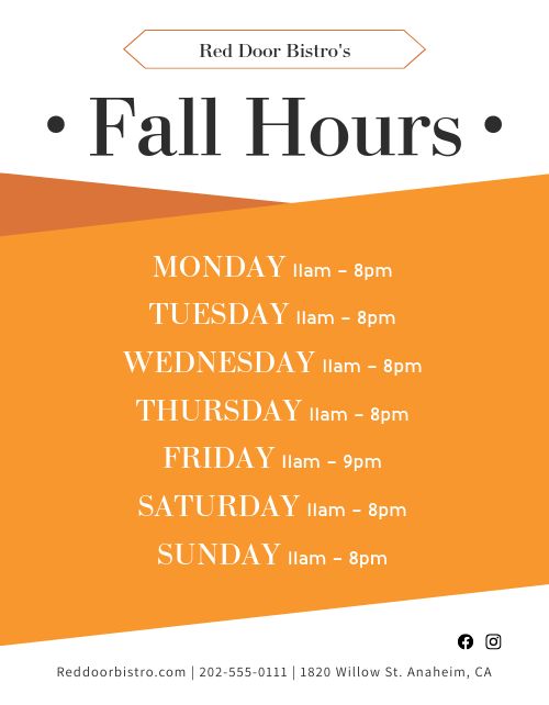 Fall Hours Flyer page 1 preview