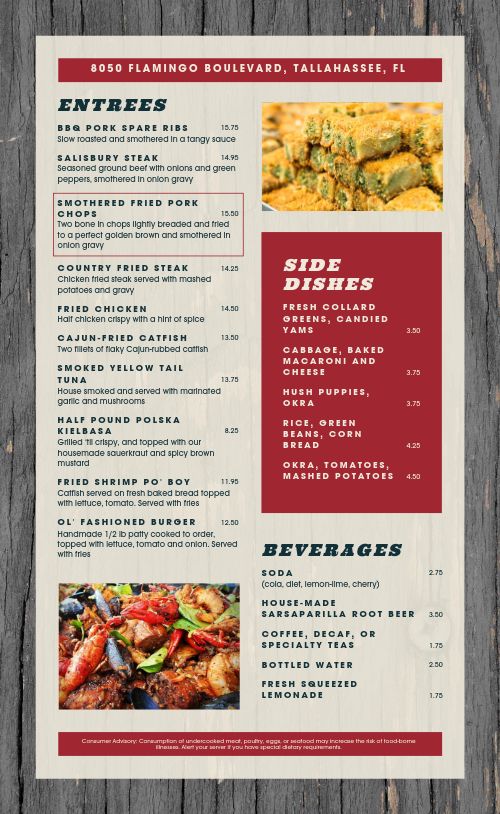 Sample Soul Food Menu Design Template by MustHaveMenus