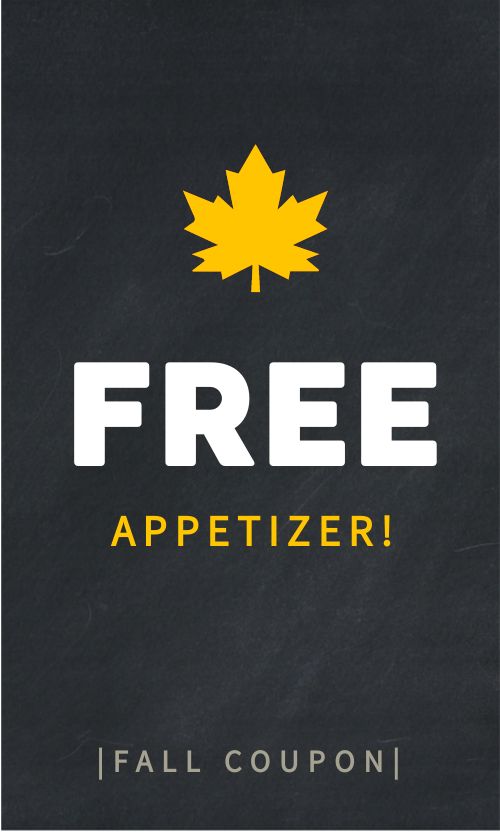 Free Appetizer Fall Discount Card page 1 preview