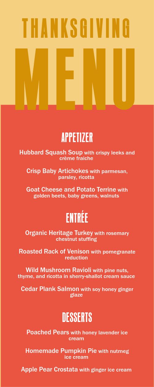 Bright Thanksgiving Half Page Menu page 1 preview