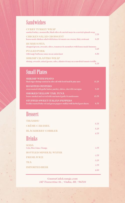 Cafe Lounge Menu Design Template by MustHaveMenus